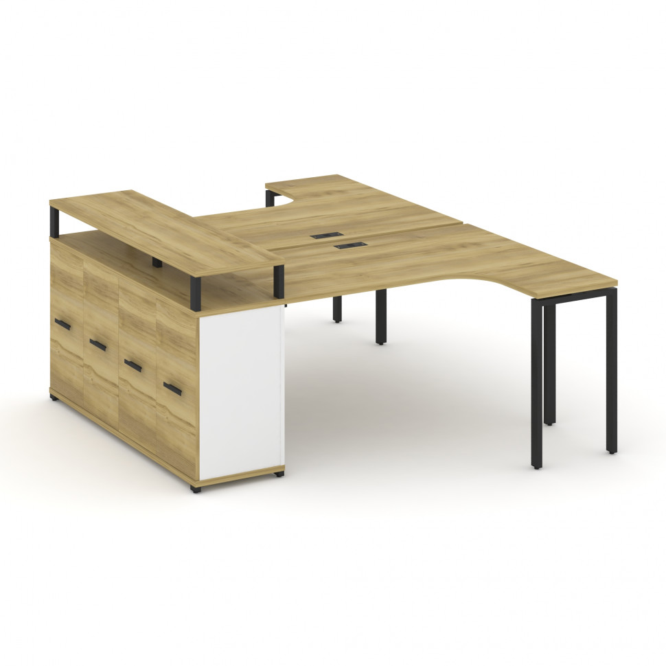 Concept Рабочая станция с опорным распаш. шкафом с верх. горизонтом CN.DSA-211 B Дуб Винченцо/Белый