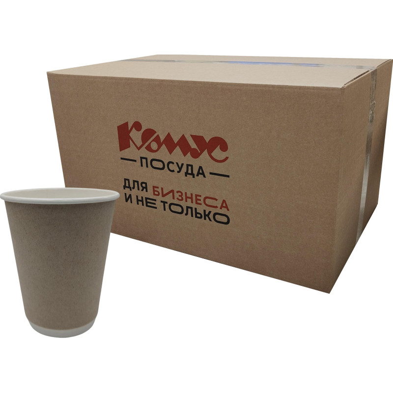 Стакан одноразовый бум двухслойный d-90мм 300мл коричневый (400шт/кор)