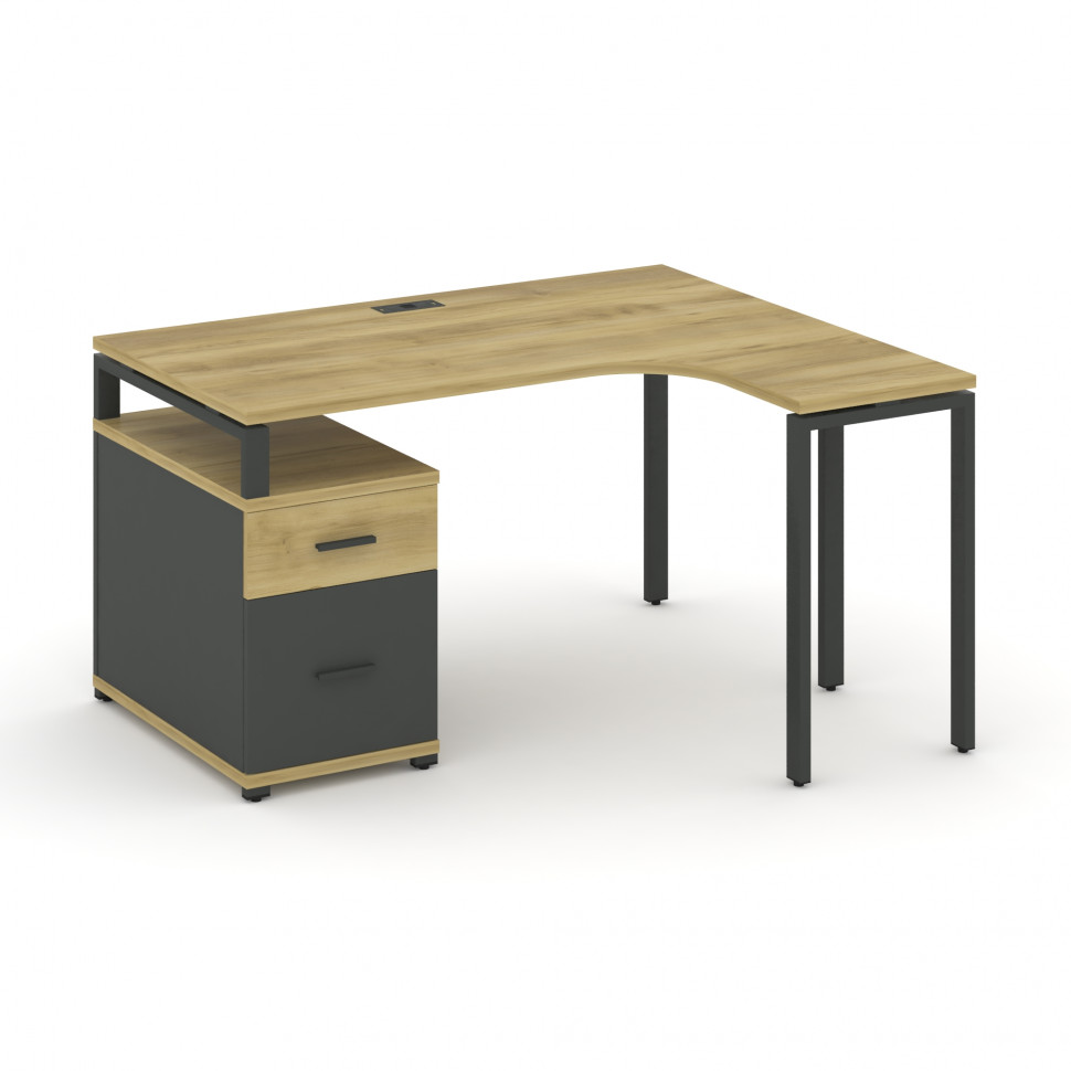 Concept Стол эргономичный с опорной тумбой CN.SA-303(R) A Дуб Винченцо/Антрацит/Металл Антрацит 1580 Concept Стол эргономичный с опорной тумбой CN.SA-303(R) A Дуб Винченцо/Антрацит/Металл Антрацит 1580