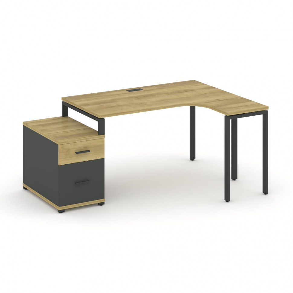 Concept Стол эргономичный с опорной тумбой CN.SA-303(R) A Дуб Винченцо/Антрацит/Металл Антрацит 1580 Concept Стол эргономичный с опорной тумбой CN.SA-303(R) A Дуб Винченцо/Антрацит/Металл Антрацит 1580