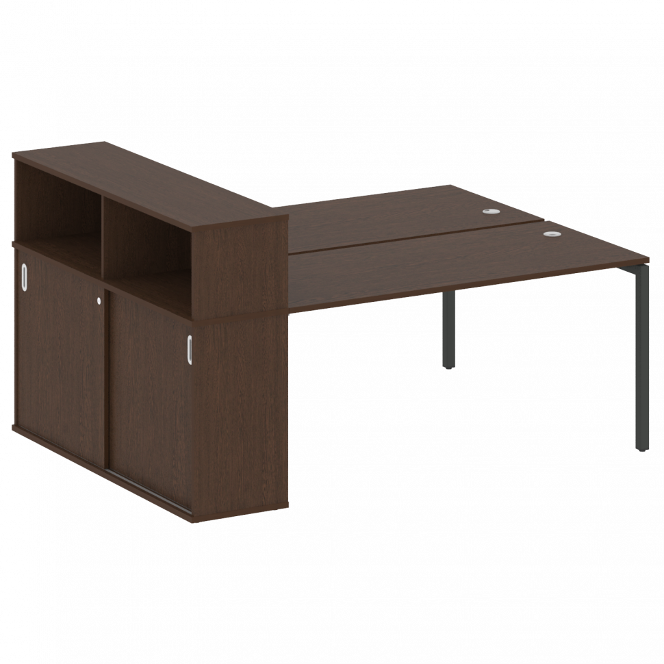 Metal System Quattro Рабочая станция с шкафом-купе на П-образном м/к 40БП.РС-СШК-2.4 Т Венге Цаво/Ме