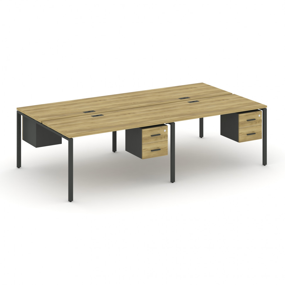 Concept Рабочая станция двухсторонняя с подвесными тумбами на 4 места CN.DRS-136 A Дуб Винченцо/Антр