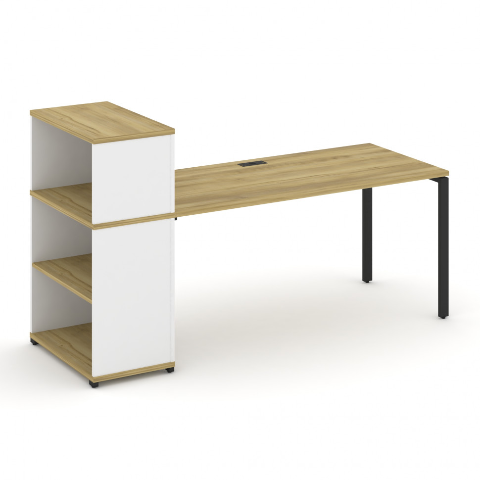Concept Стол рабочий с опорным стеллажом с надставкой низ. CN.SP-212 Дуб Винченцо/Белый Бриллиант/Ме