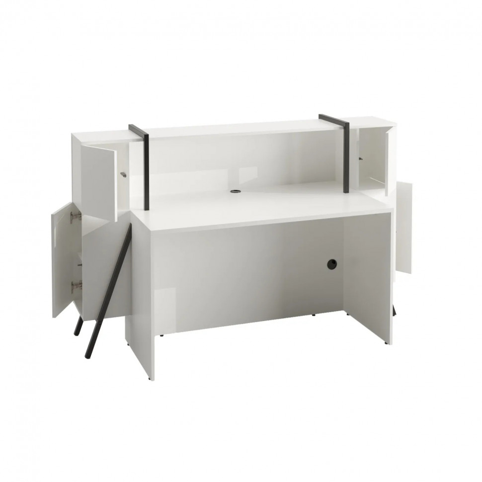 Стойка ресепшн IN Volpi 1800х741х1135 белый (металл черный) 140R001