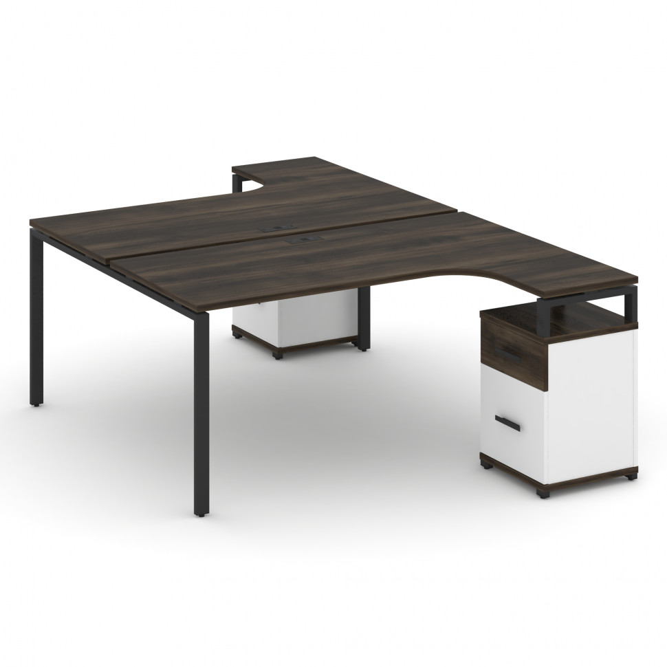 Concept Рабочая станция с 2 опорными тумбами CN.DSA-308 B Дуб Мали/Белый Бриллиант/Металл Черный 158