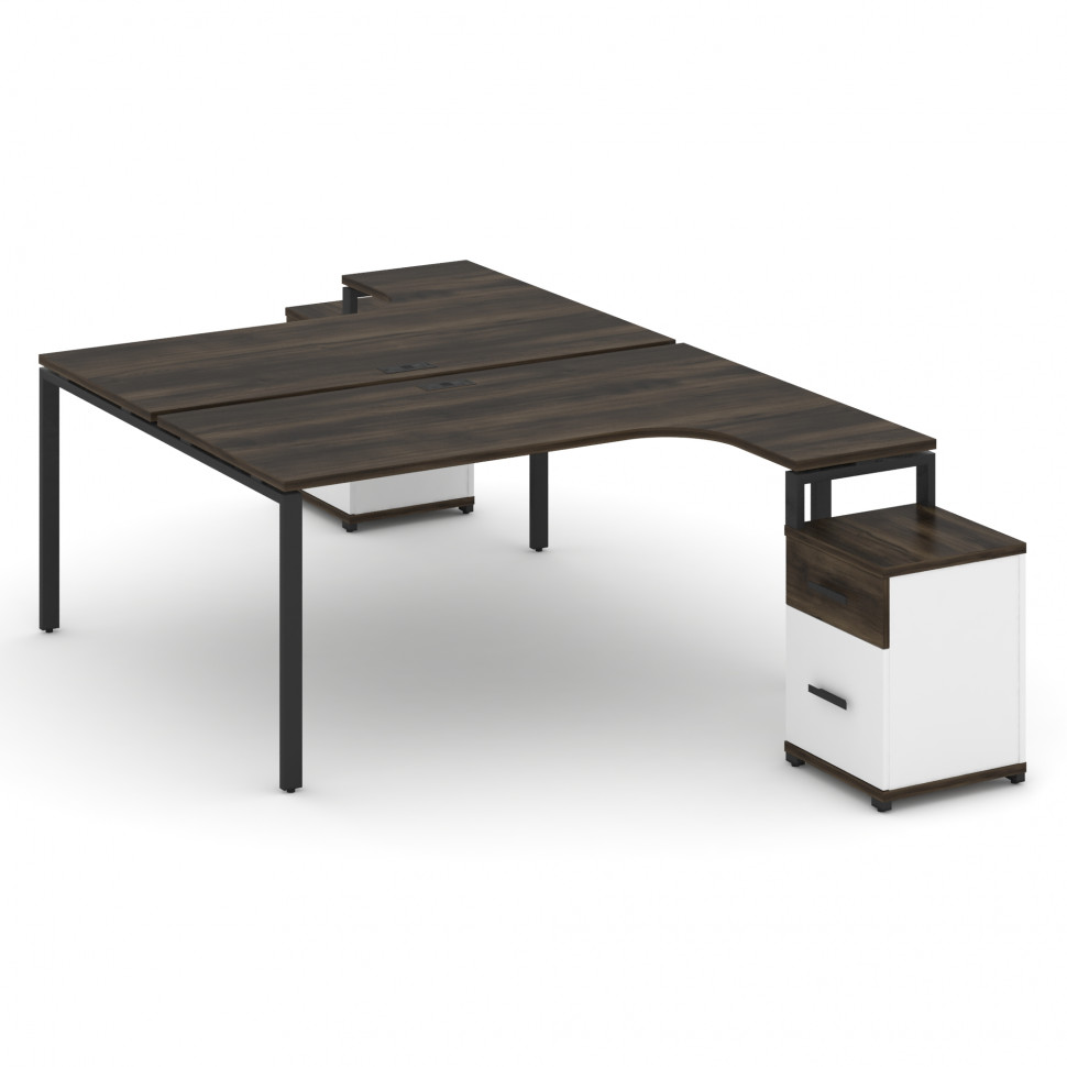 Concept Рабочая станция с 2 опорными тумбами CN.DSA-308 B Дуб Мали/Белый Бриллиант/Металл Черный 158