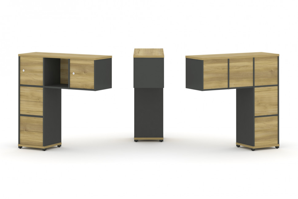 Concept Надставка низкая CN.ONN-004 Дуб Винченцо/Антрацит/Металл Антрацит 1099*365*1130