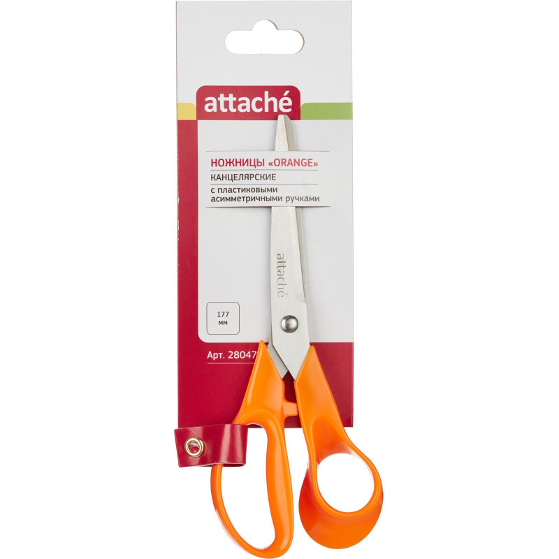 Ножницы Attache Orange 177 мм с пластик. эллиптическими ручками,цвет