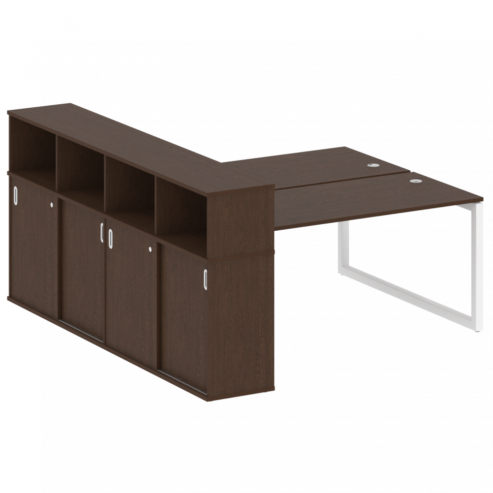 Metal System Quattro Рабочая станция с шкафом-купе на О-образном м/к 50БО.РС-СШК-4.4 Т Венге Цаво/Ме