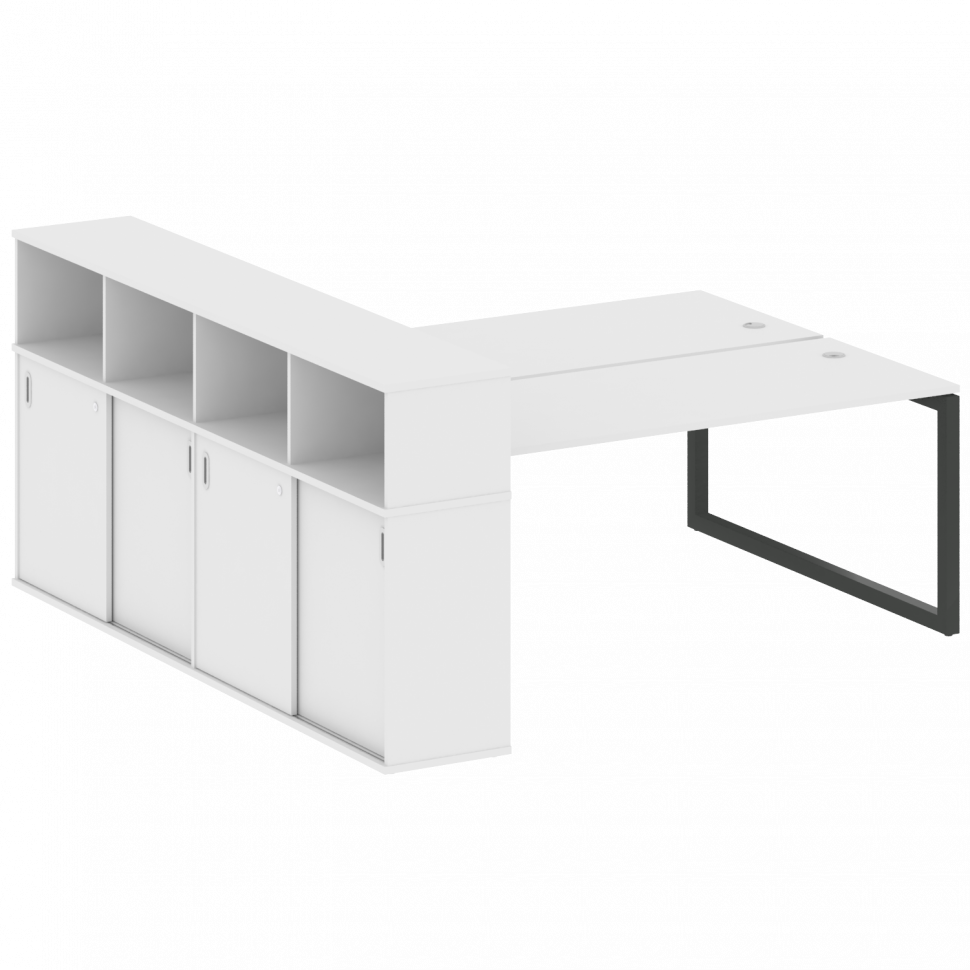 Metal System Quattro Рабочая станция с шкафом-купе на О-образном м/к 50БО.РС-СШК-4.5 Т Белый/Металл
