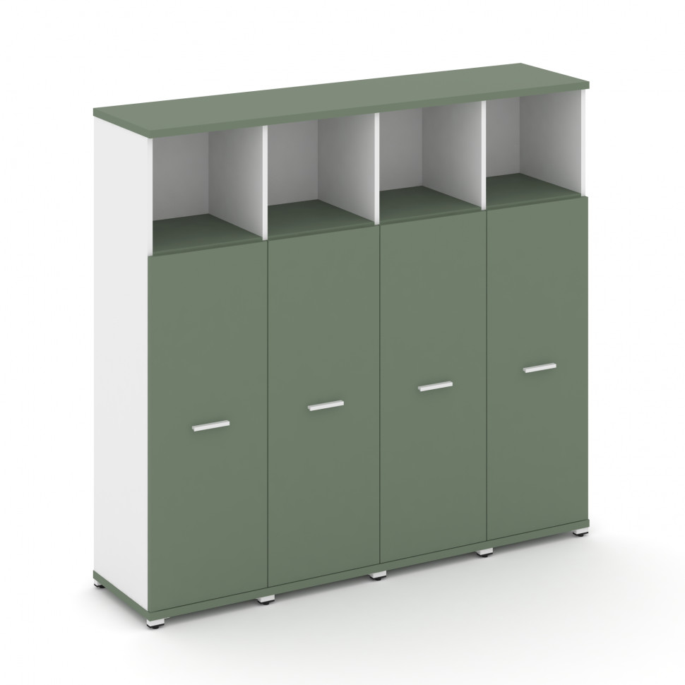 Concept Шкаф 4 узкие секции, 4 ниши  CN.STU-443 W Кобо/Белый Бриллиант/Металл Белый 1668*420*1554