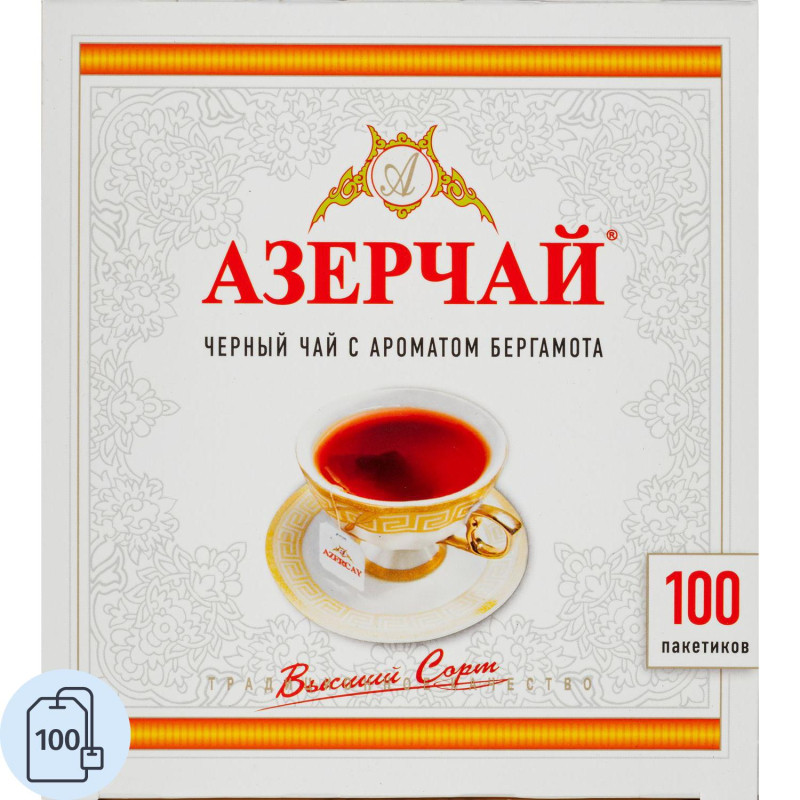 Чай Азерчай Букет черн. с бергамотом 100 пакx2гр/уп 130340