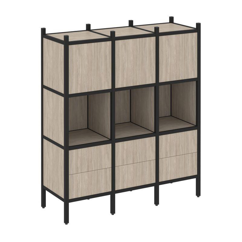 Loft Прямой стеллаж VR.L-08 Дуб Аттик/Металл Черный 1278*446*1458 Loft Прямой стеллаж VR.L-08 Дуб Аттик/Металл Черный 1278*446*1458