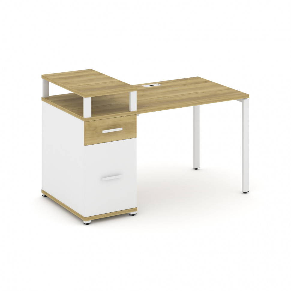 Concept Стол рабочий с 1 опорной тумбой CN.SP-413 W Дуб Винченцо/Белый Бриллиант/Металл Белый 1400*7 Concept Стол рабочий с 1 опорной тумбой CN.SP-413 W Дуб Винченцо/Белый Бриллиант/Металл Белый 1400*7