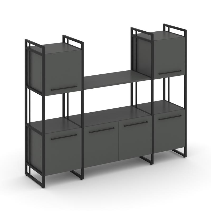 Rift Шкаф комбинированый RF.NS-002 Антрацит NEW/Металл Черный/Черный Ручки 1598*396*1286