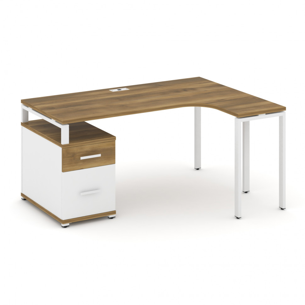 Concept Стол эргономичный с опорной тумбой CN.SA-304(R) W Сандал Янтарный/Белый Бриллиант/Металл Бел Concept Стол эргономичный с опорной тумбой CN.SA-304(R) W Сандал Янтарный/Белый Бриллиант/Металл Бел