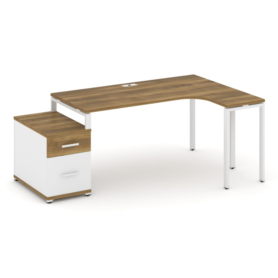 Concept Стол эргономичный с опорной тумбой CN.SA-304(R) W Сандал Янтарный/Белый Бриллиант/Металл Бел Concept Стол эргономичный с опорной тумбой CN.SA-304(R) W Сандал Янтарный/Белый Бриллиант/Металл Бел