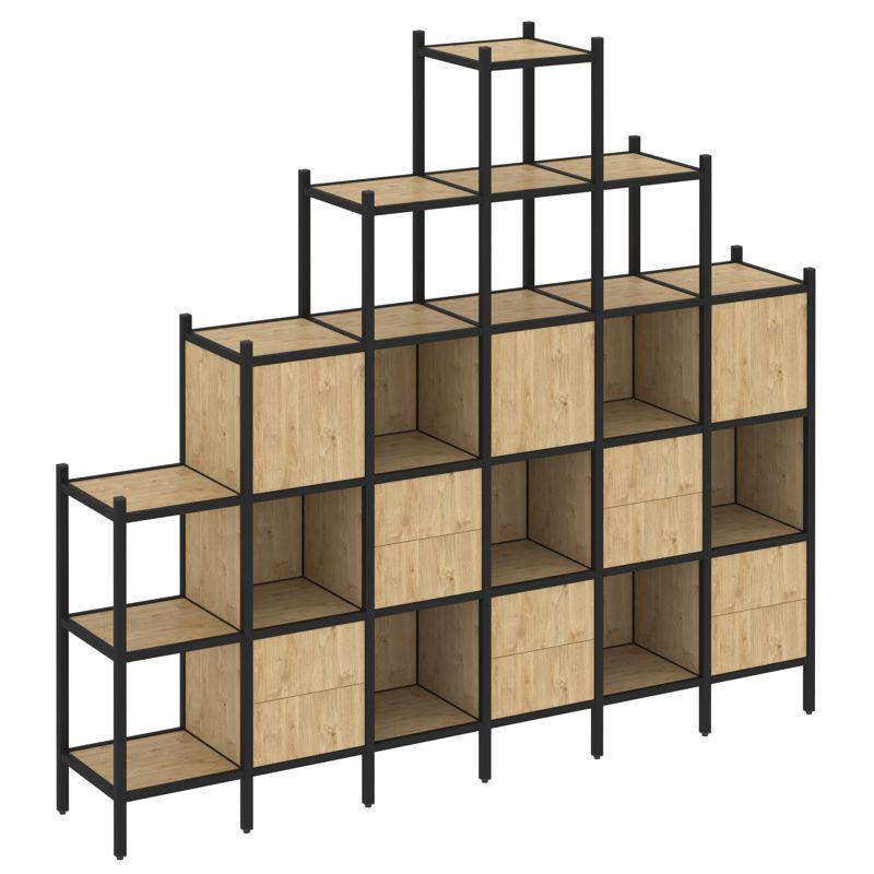 Loft Прямой стеллаж VR.L-24 Тиквуд Светлый/Металл Черный 2526*446*2280