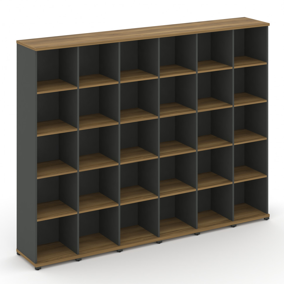 Concept Стеллаж 6 узких секций, 5 ниш CN.STU-560 Сандал Янтарный/Антрацит/Металл Антрацит 2500*420*1