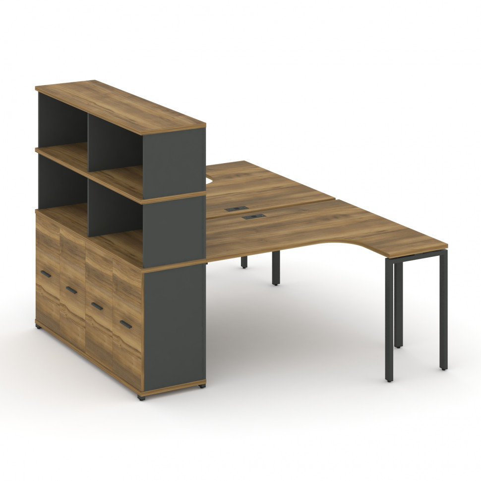 Concept Рабочая станция с опорным распаш. шкафом с надставкой выс. CN.DSA-215 A Сандал Янтарный/Антр