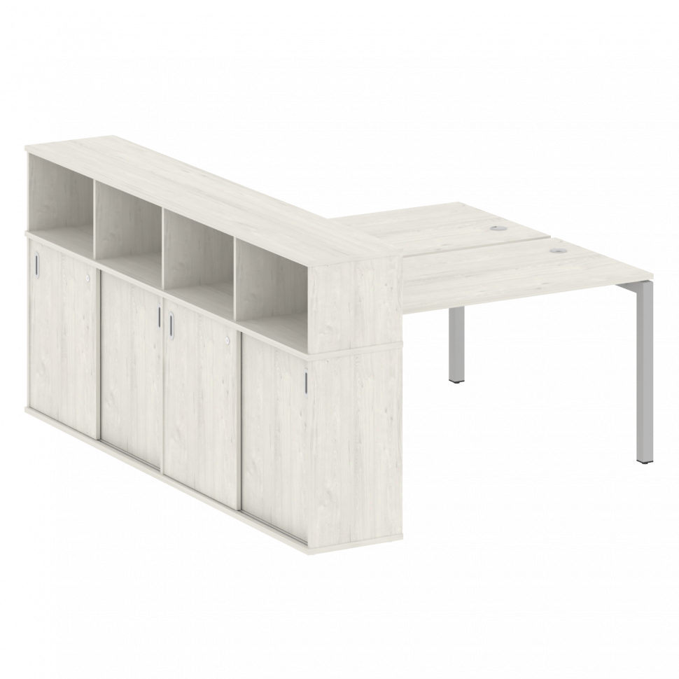 Metal System Quattro Рабочая станция с шкафом-купе на П-образном м/к 50БП.РС-СШК-4.3 Т Дуб Наварра/М