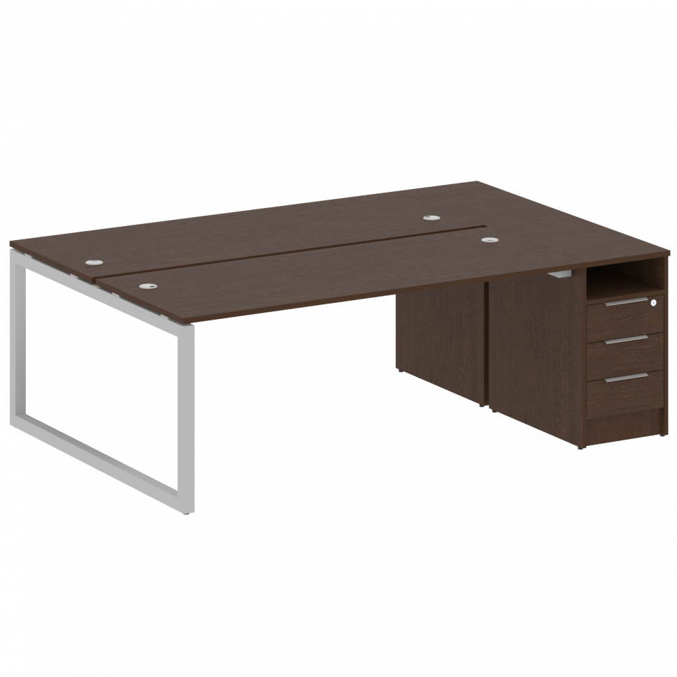 Metal System Quattro Рабочая станция с тумбой на О-образном м/к 50БО.РС-СТП-2.5 Венге Цаво/Металл Се