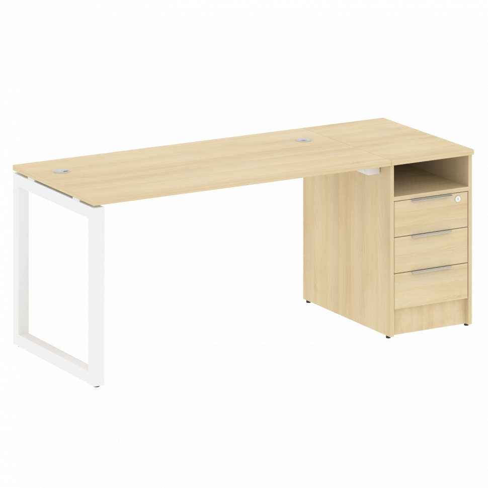 Metal System Quattro Рабочая станция с тумбой на О-образном м/к 50БО.РС-СТП-1.3 Акация Лорка/Металл