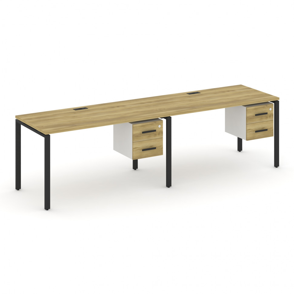 Concept Рабочая станция односторонняя с подвес. тумбами 2 места CN.ORS-115 B Дуб Винченцо/Белый Брил