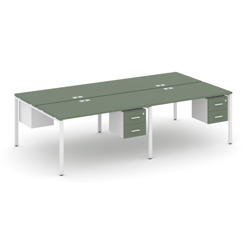 Concept Рабочая станция двухсторонняя с подвесными тумбами на 4 места CN.DRS-134 W Кобо/Белый Брилли