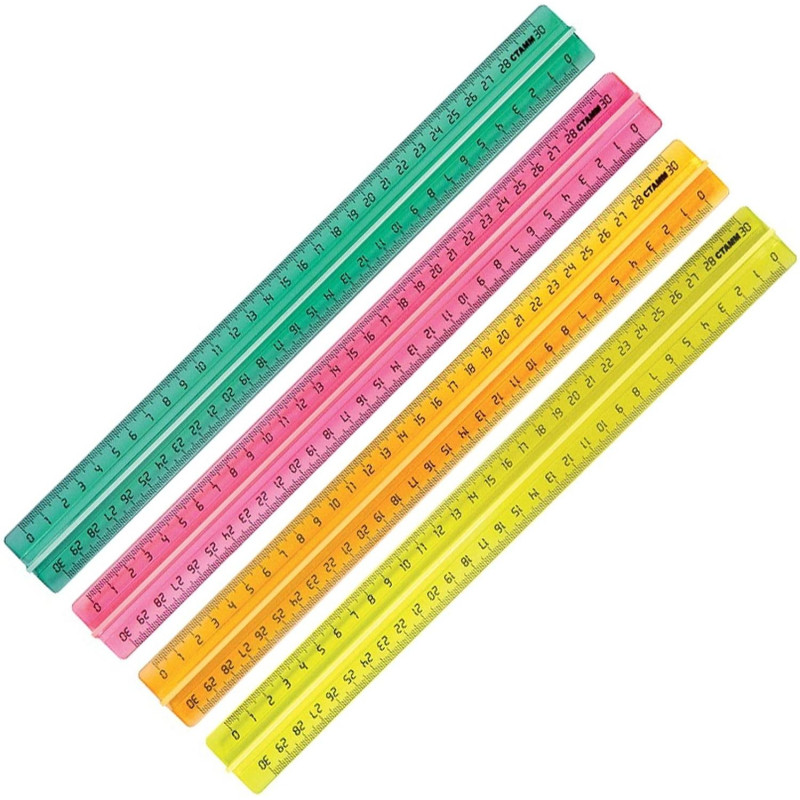 Линейка 30см Attache с держателем прозрачно-яркие цвета в ассорт ЛН42АЕ