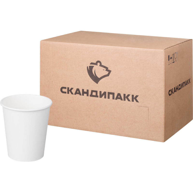 Стакан одноразовый бум 1-сл d-80мм 200мл белый, SP9S 1000шт/кор