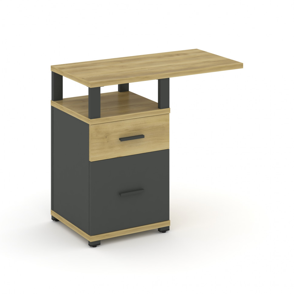 Concept Тумба приставная узкая 1 ящ.+1 распаш. фасад с надставкой широкой CN.TUS-004 A Дуб Винченцо/