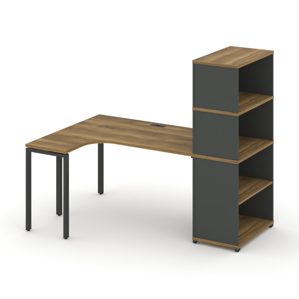 Concept Стол эргономичный с опорным стеллажом с надставкой выс. CN.SA-207(L) Сандал Янтарный/Антраци