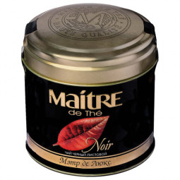 Чай MAITRE (Мэтр) "Мэтр де Люкс", черный, листовой, жестяная банка, 100 г, бар165р