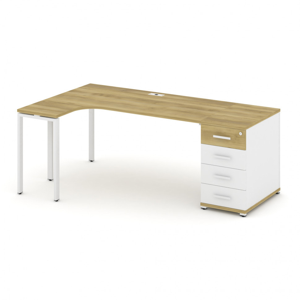 Concept Стол эргономичный CN.SA-402(L) W Дуб Винченцо/Белый Бриллиант/Металл Белый 2000*1180*750 Concept Стол эргономичный CN.SA-402(L) W Дуб Винченцо/Белый Бриллиант/Металл Белый 2000*1180*750