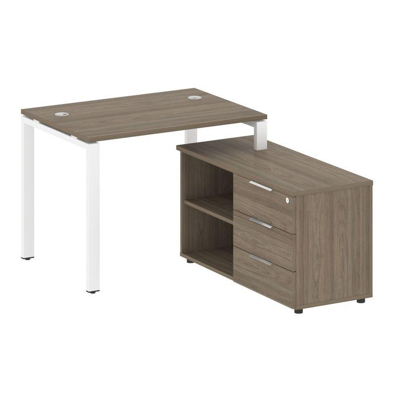 Metal System Рабочая станция с тумбой на П-образном м/к БП.РС-СТС-2.1 (R) Вяз Благородный/Металл Бел