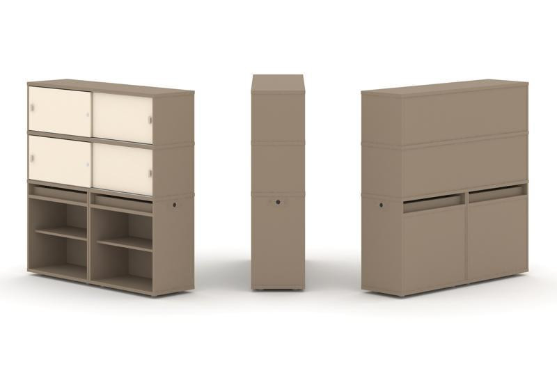 Estetica Набор №2. Тумба двойная+высокая надставка ES.NB.2V-2 Латте/Сатин 1500*410*1520