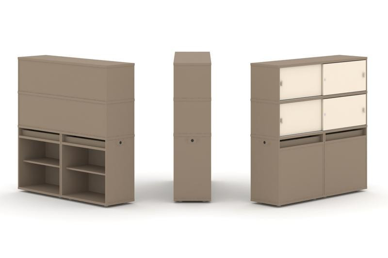 Estetica Набор №2. Тумба двойная+высокая надставка ES.NB.2V-2 Латте/Сатин 1500*410*1520