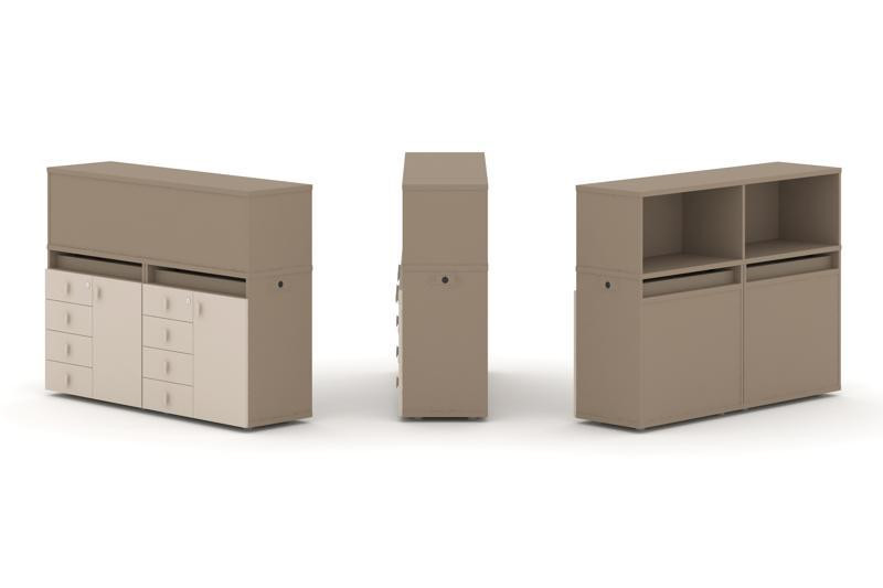 Estetica Набор №3. Тумба двойная+низкая надставка ES.NB.2N-3 Латте/Капучино 1500*410*1135