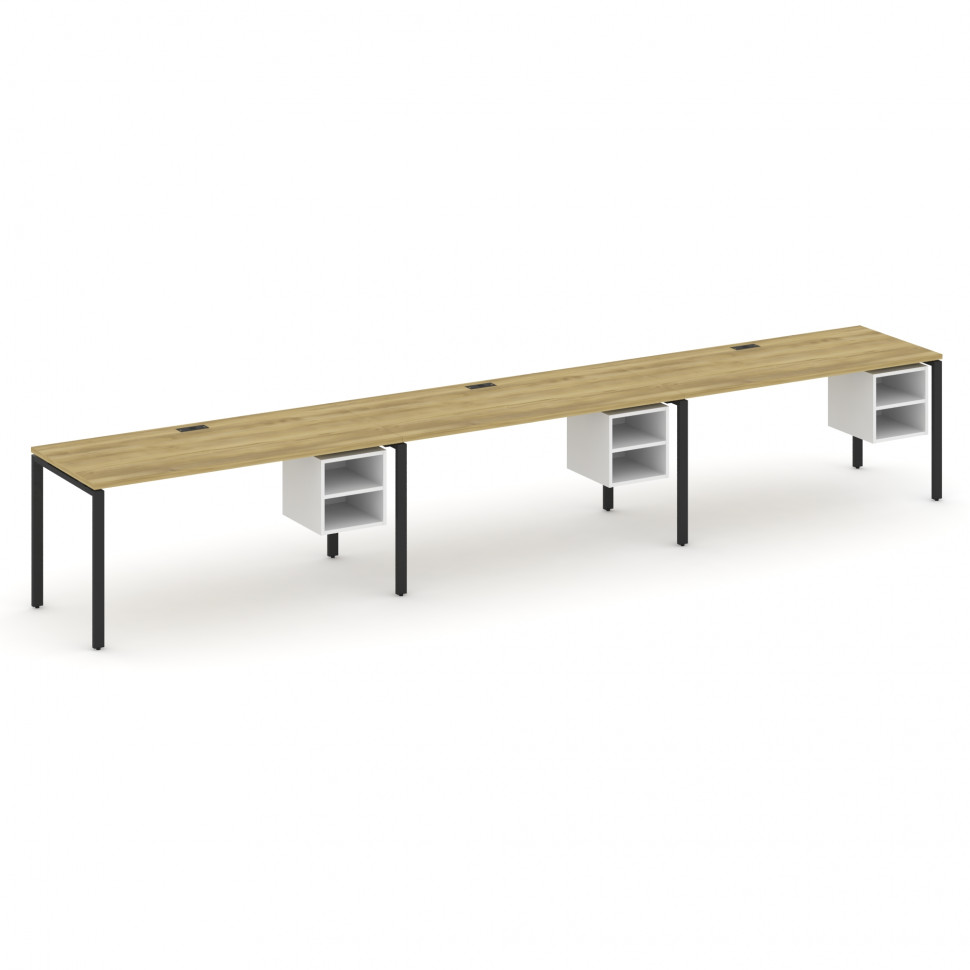 Concept Рабочая станция односторонняя с подвес. тумбами 3 места CN.ORS-128 Дуб Винченцо/Белый Брилли