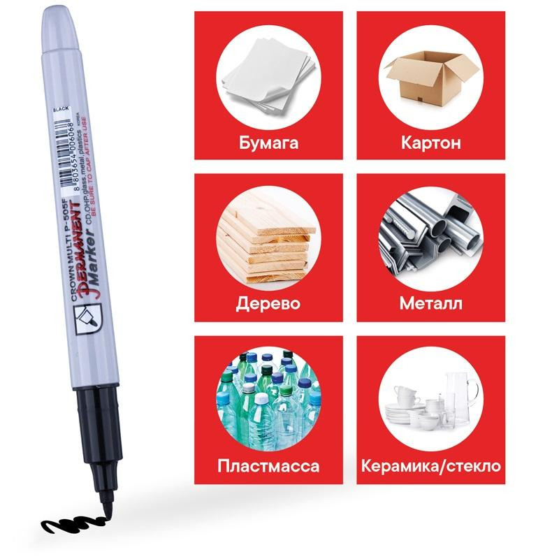Маркер перманентный Crown Multi Marker 1 мм черный