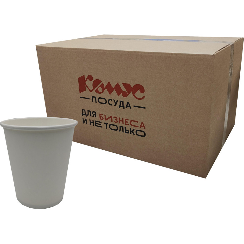 Стакан одноразовый бум 1-сл. d-80мм 250мл белый 1000шт/кор