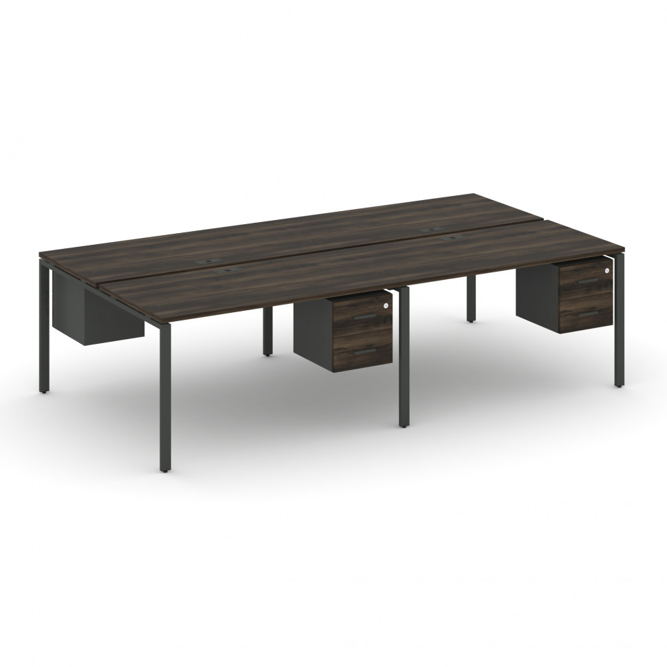 Concept Рабочая станция двухсторонняя с подвесными тумбами на 4 места CN.DRS-136 A Дуб Мали/Антрацит