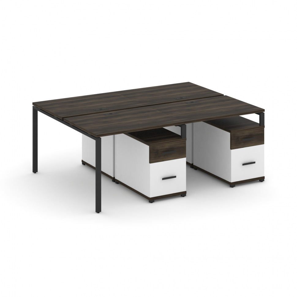 Concept Рабочая станция 4 места с 2 двухсторонними опорными тумбами CN.DRS-321 B Дуб Мали/Белый Брил