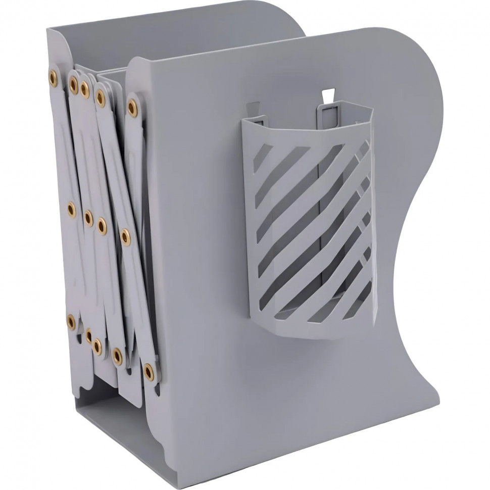 Подставка для книг и учебников раздвижная, со стаканом, серая