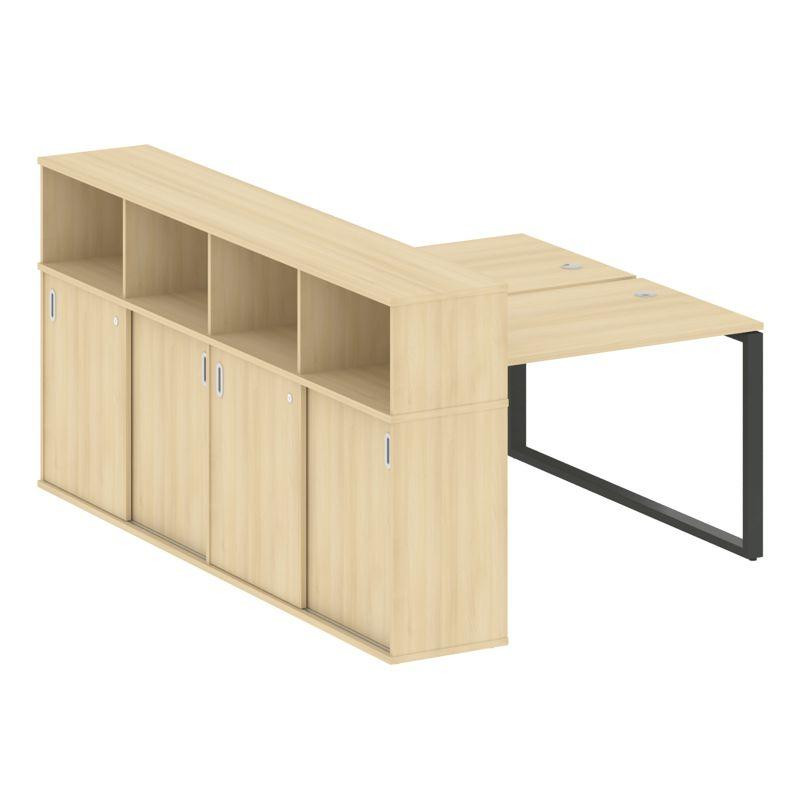 Metal System Рабочая станция с шкафом-купе на О-образном м/к БО.РС-СШК-4.2 Т Акация Лорка/Металл Ант