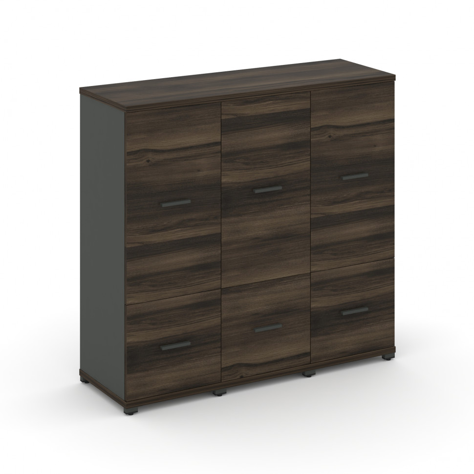 Concept Шкаф 3 узкие секции, 3 ниши CN.STU-332 A Дуб Мали/Антрацит/Металл Антрацит 1252*420*1186