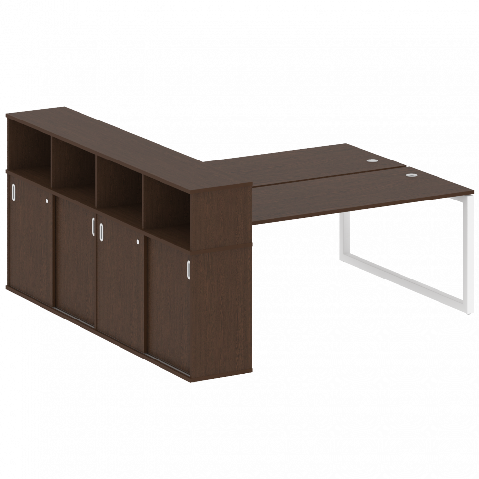 Metal System Quattro Рабочая станция с шкафом-купе на О-образном м/к 50БО.РС-СШК-4.5 Т Венге Цаво/Ме