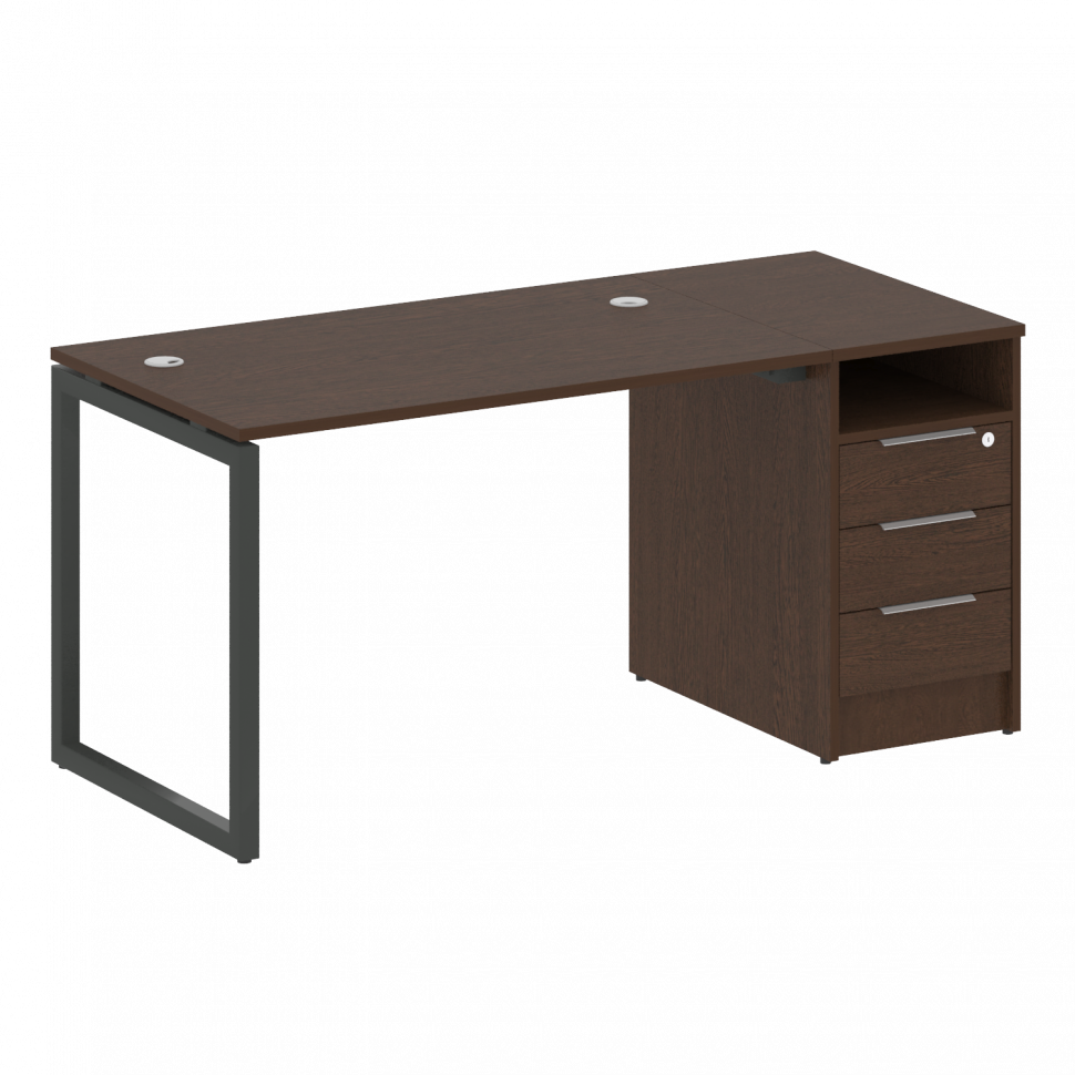Metal System Quattro Рабочая станция с тумбой на О-образном м/к 40БО.РС-СТП-1.2 Венге Цаво/Металл Ан