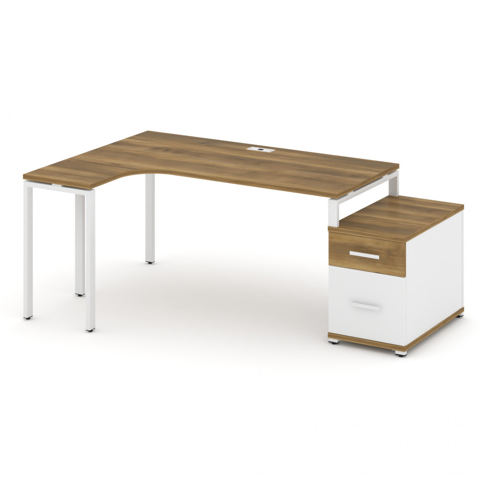 Concept Стол эргономичный с опорной тумбой CN.SA-304(L) W Сандал Янтарный/Белый Бриллиант/Металл Бел